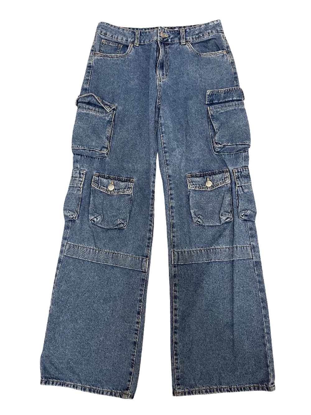 Urban Planet Blue Cargo Wide-Leg Jeans